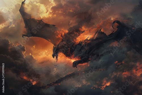 dragon fire in the clouds