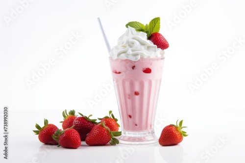 Snappy Strawberry Shortcake Shake   white background.