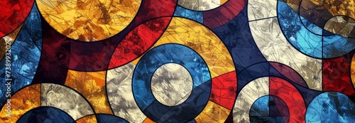 abstract geometric circle background in the style of interlocking shapes Generative AI