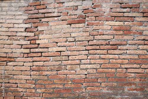 Old red brick wall pattern. Vintage brickwork. Design background.