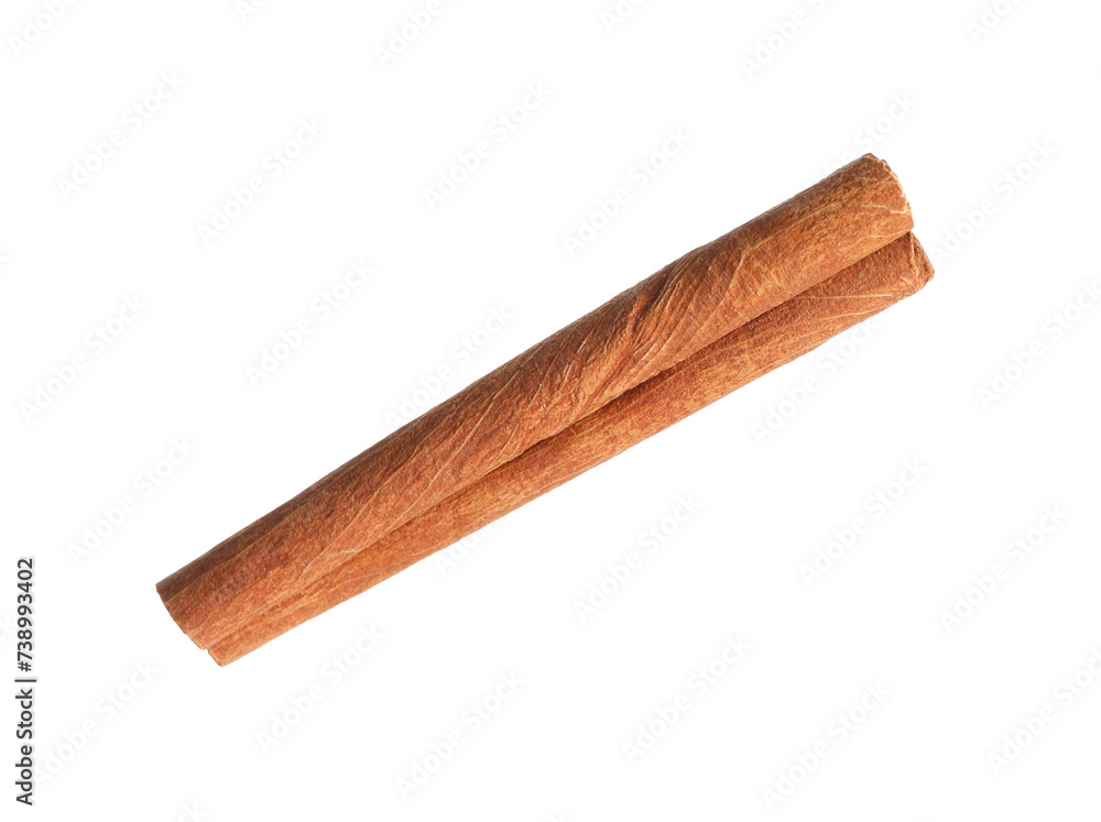 One aromatic cinnamon stick isolated on white One aromatic cinnamon stick isolated on white