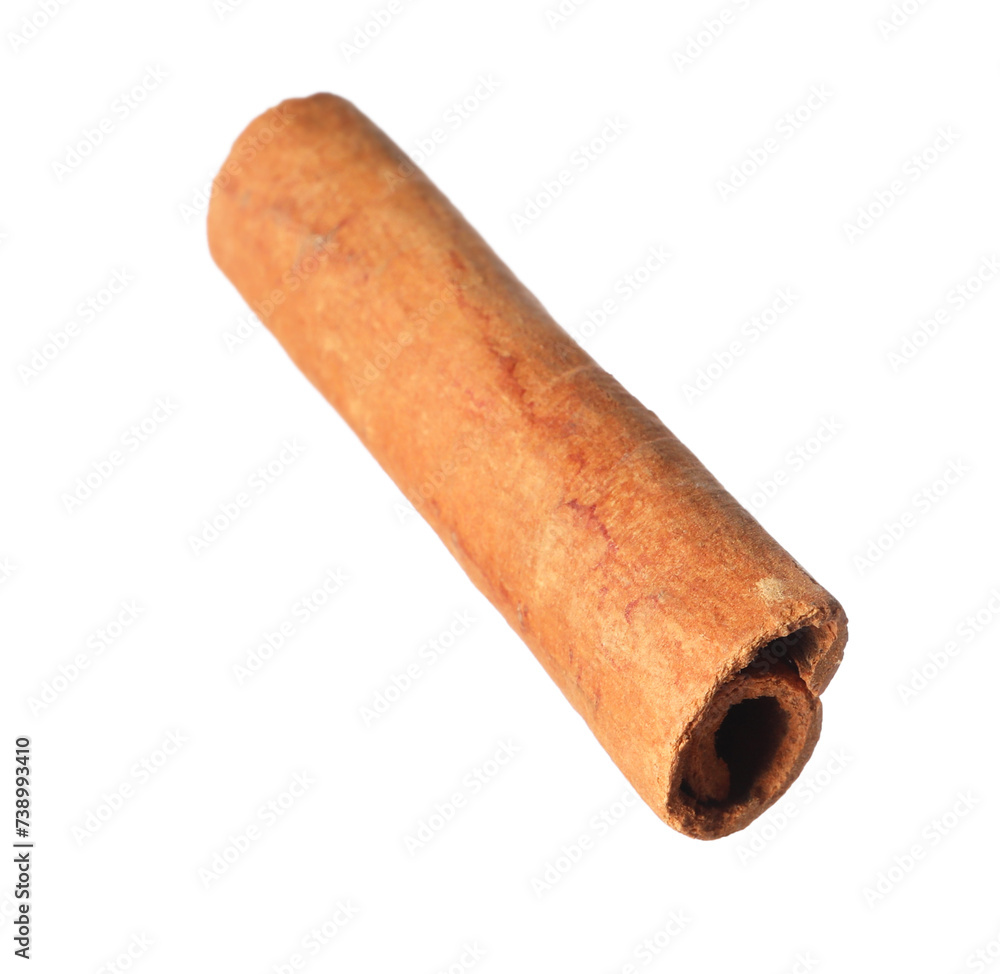 One aromatic cinnamon stick isolated on white One aromatic cinnamon stick isolated on white
