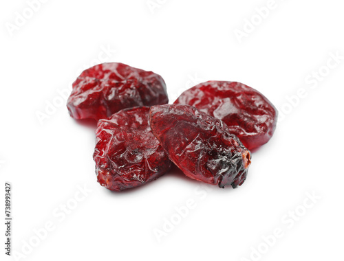 Dried cranberries isolated on white. Tasty berries