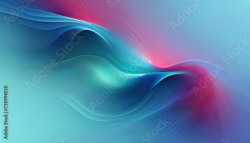 Gradient Flow Abstract Wavy Lines in Vibrant Blue and Pink. AI Generative. 