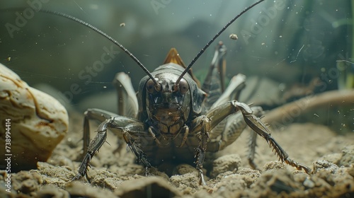 Crickets, flying insects in Thailand Lives in the basement with big hands to dig the dirt.
