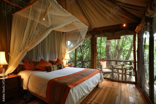 Eco-tourism resort in a rainforest setting Offering canopy tours Wildlife safaris And eco-friendly accommodations