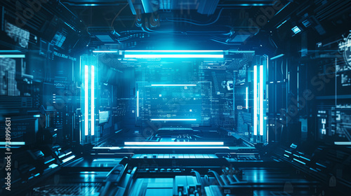An interior of a sci-fi spaceship for video cover photo