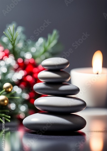 Christmas spa stones and candle