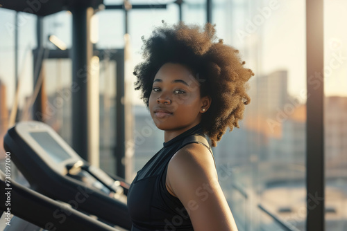 Portrait of a nice black girl in the gym