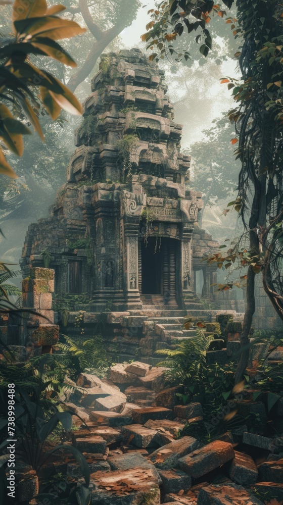 Ancient ruins background . Vertical background 