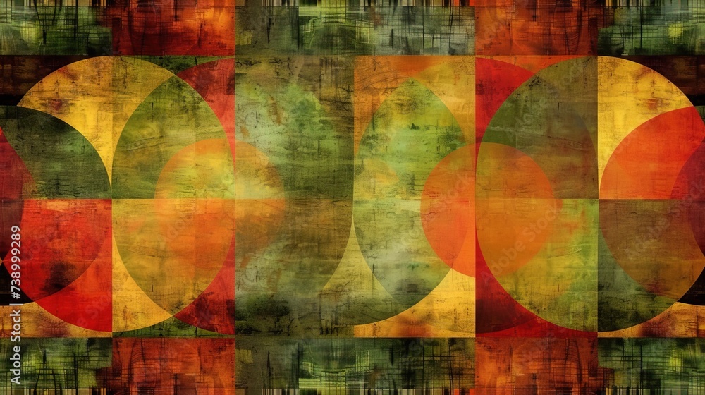 Fototapeta premium Dirty Grunge Wallpaper Texture with Red, Orange, Yellow, and Green Shapes