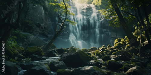 Enchanting Waterfall  A Serene Journey through Nature s Green Oasis