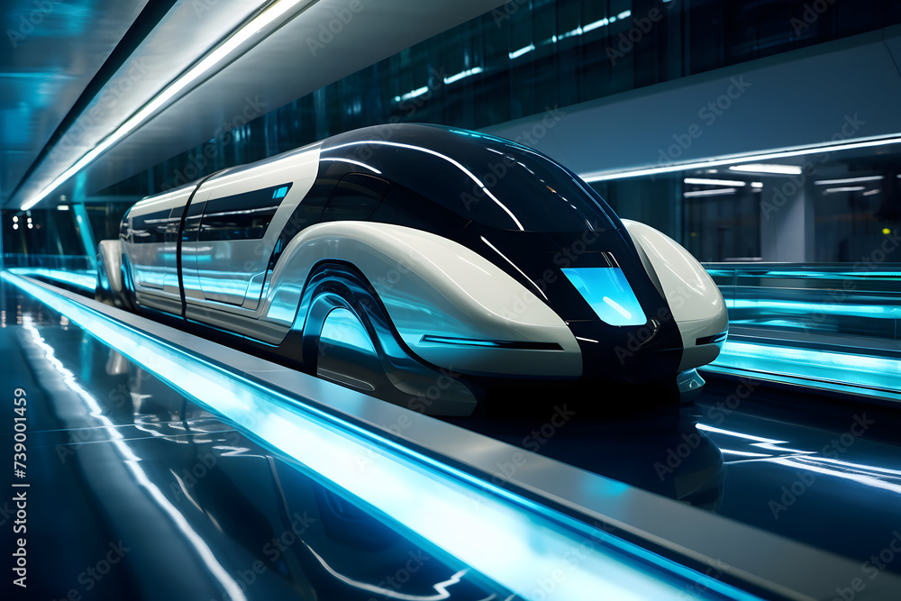 High speed train in motion. Concept of speed and motion. 3d rendering High speed train in motion. Concept of speed and motion. 3d rendering