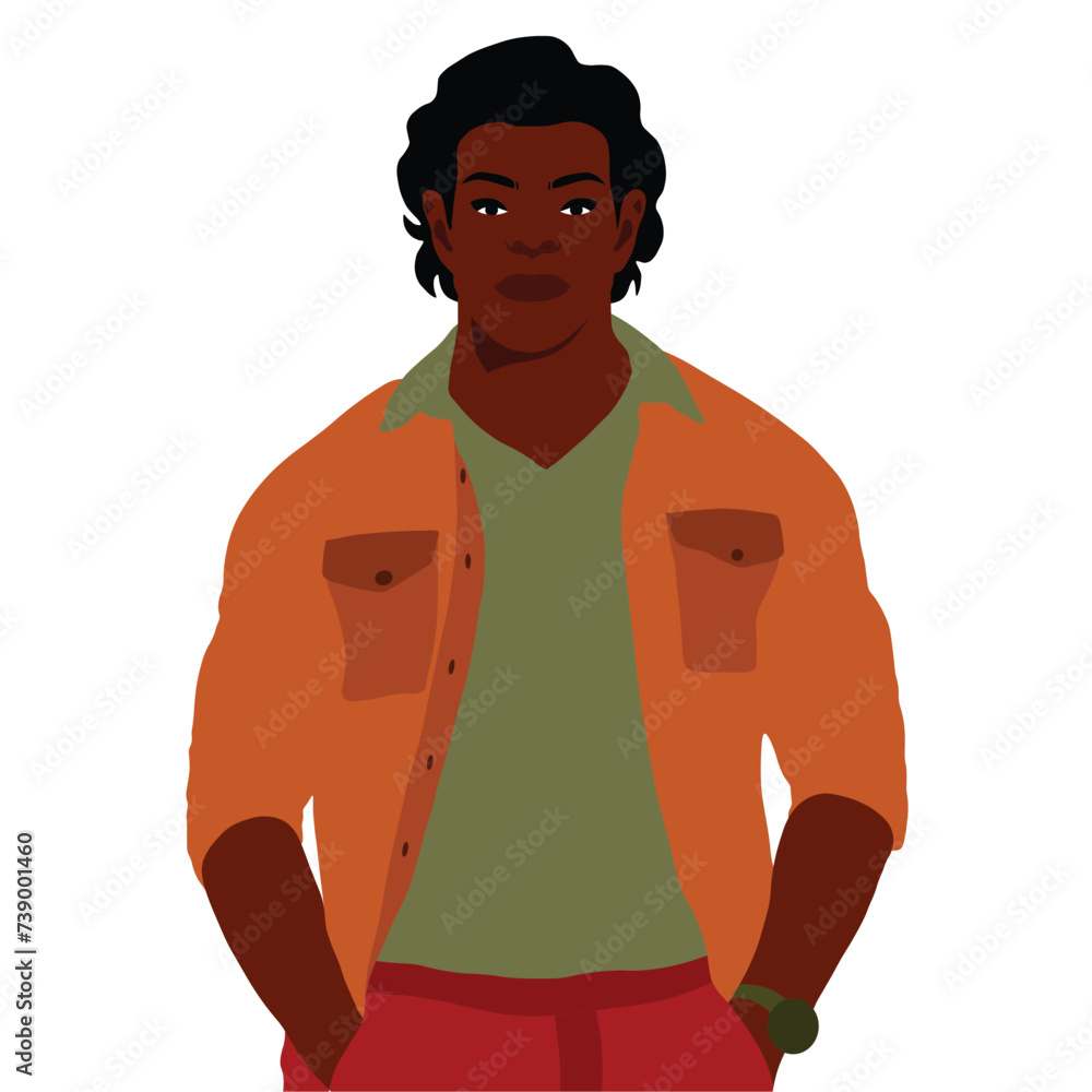Fototapeta premium Modern fashionable black man in elegant art style vector