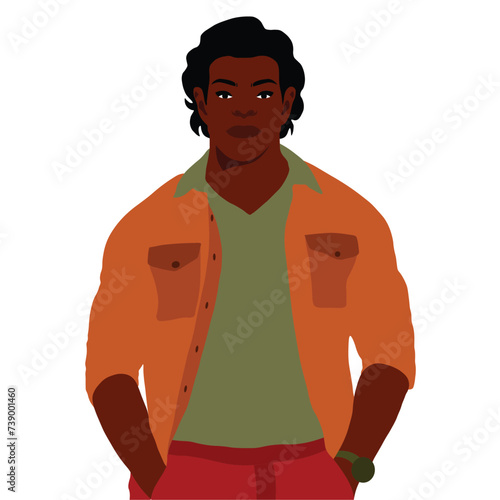 Modern fashionable black man in elegant art style vector