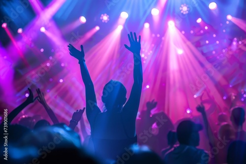 Energetic nightclub scene with vibrant lighting and dynamic crowd enjoying the rhythm Embodying the essence of nightlife and celebration