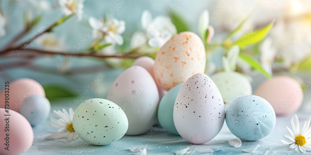 Happy Easter concept, pastel colors, Easter eggs Happy Easter concept, pastel colors, Easter eggs