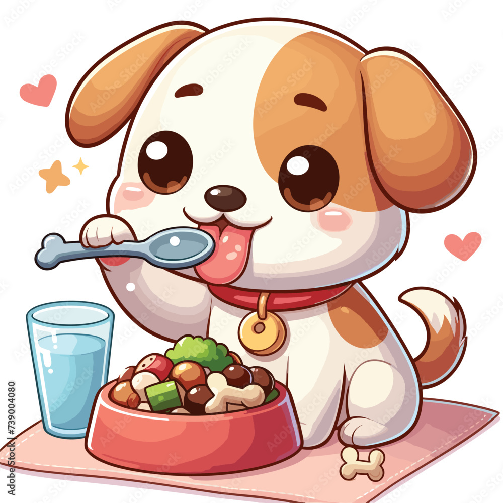 cute dog eating cartoon vector on white background
cute dog eating cartoon vector on white background