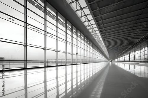 Interior of a modern airport terminal building.