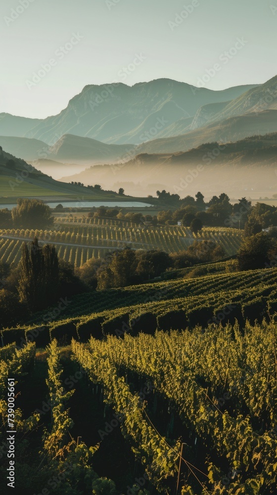 Vineyards in countryside background . Vertical background 