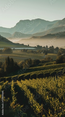 Vineyards in countryside background . Vertical background 