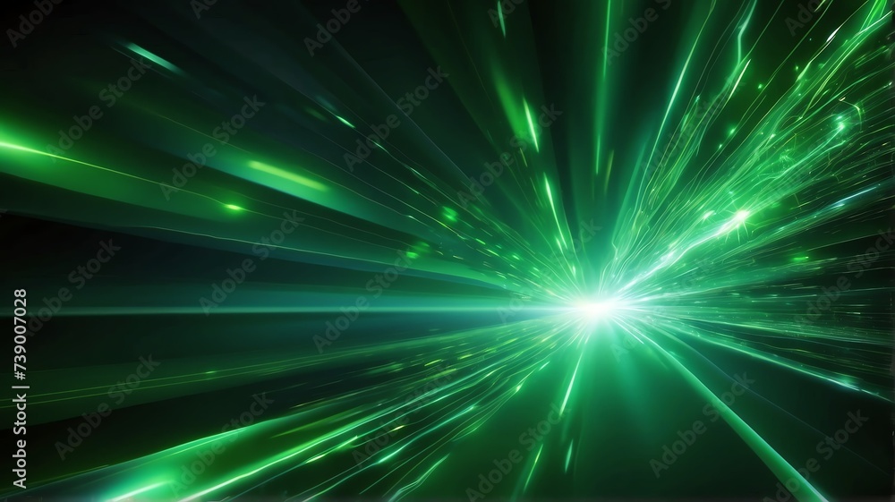 Green technology abstract motion background with burst rays speed light ...