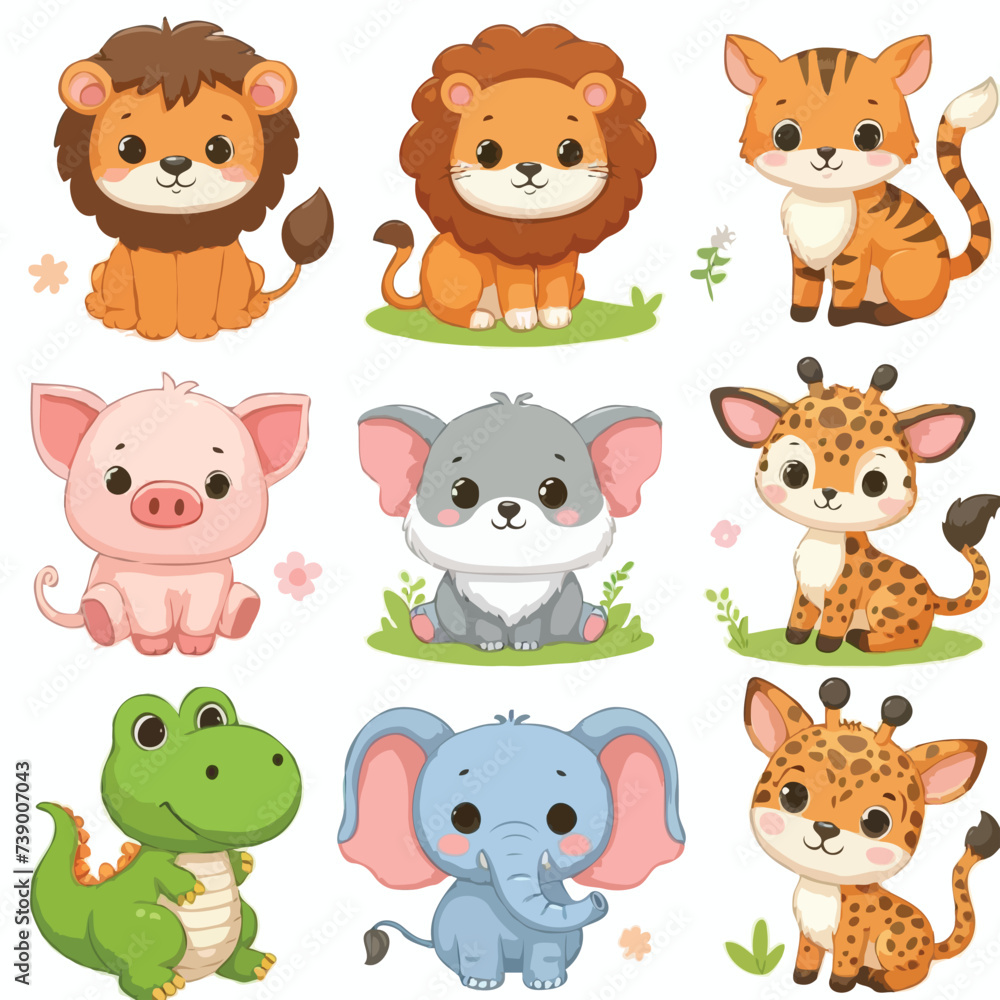 cute funny animals cartoon vector on white background
cute funny animals cartoon vector on white background