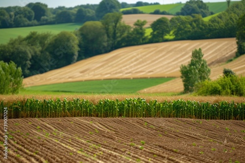 Rural farmland with crops background.  © kramynina