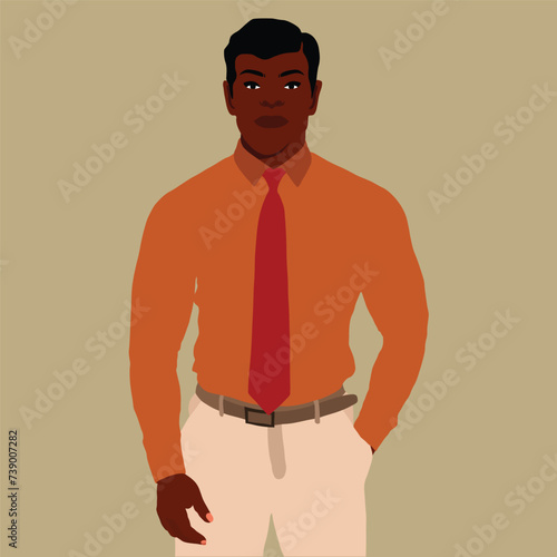 Handsome black man in elegant art style vector