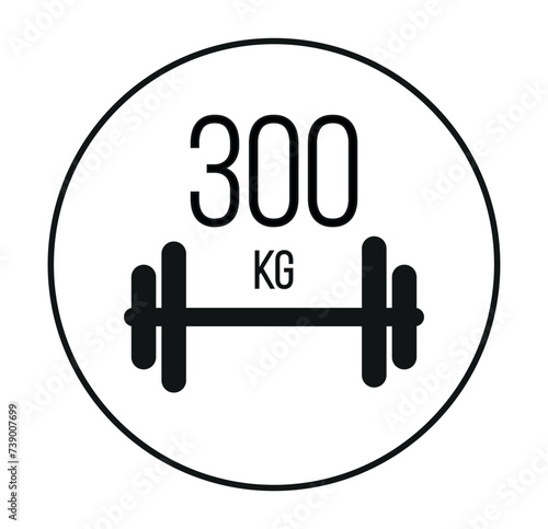 300 kg weight icon. Vector weight in kilograms isolated on white background with circle