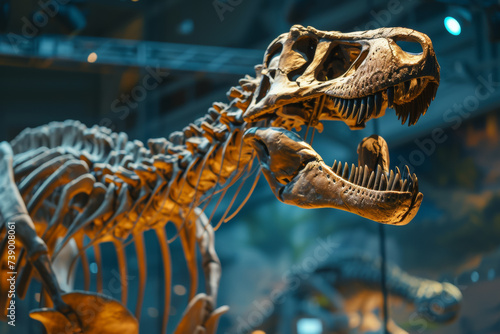 Dinosaur skeleton. Background with selective focus and copy space © top images