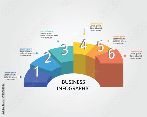 circle pie level chart template for infographic for presentation for 6 element