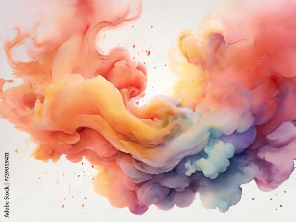beautiful watercolor abstract background. colorful cloud smoke design, for poster, banner, web, social media. ai generative design