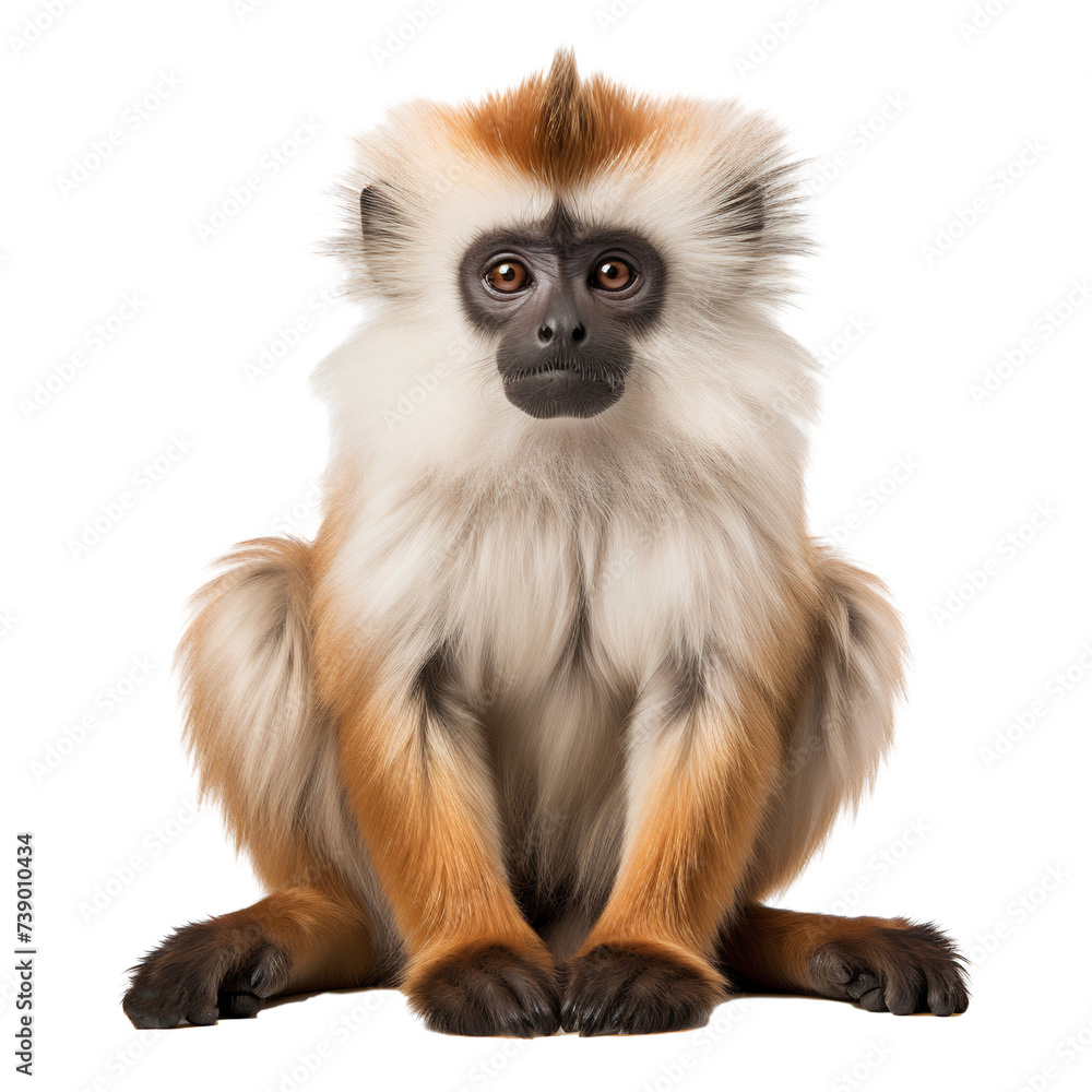 Vervet monkey sitting, front view, isolated on transparent background Vervet monkey sitting, front view, isolated on transparent background