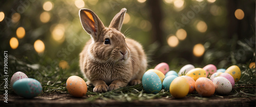 Easter Bunny Delight. Cute Rabbit Enjoying Spring Festivities