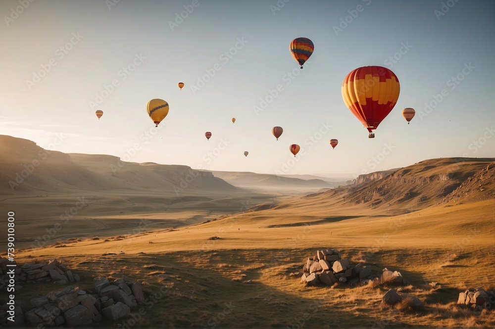 Naklejka premium Cappadocia Sunrise Soar. Hot Air Balloon Adventure in Nature
