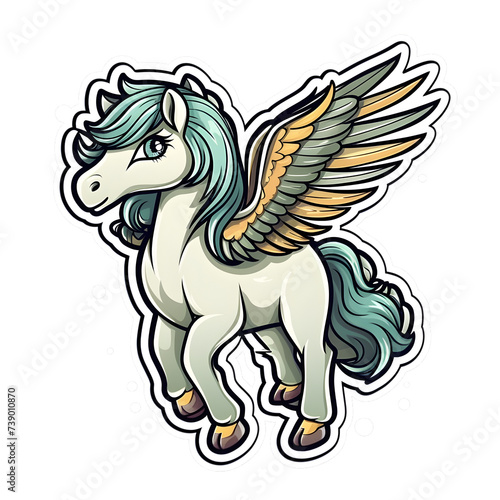 Cute fairytale Pegasus character cartoon illustration
