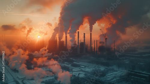 fire and smoke at a factory, air pollution co2 carbon emissions © Fokke Baarssen