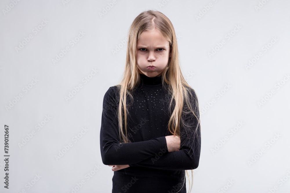 Child's pout and posture spell stubborn discontent Child's pout and posture spell stubborn discontent