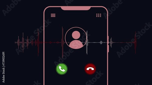Green accept button and red color call ending button animation with voice spectrum. Concept on voice phishing crime.
