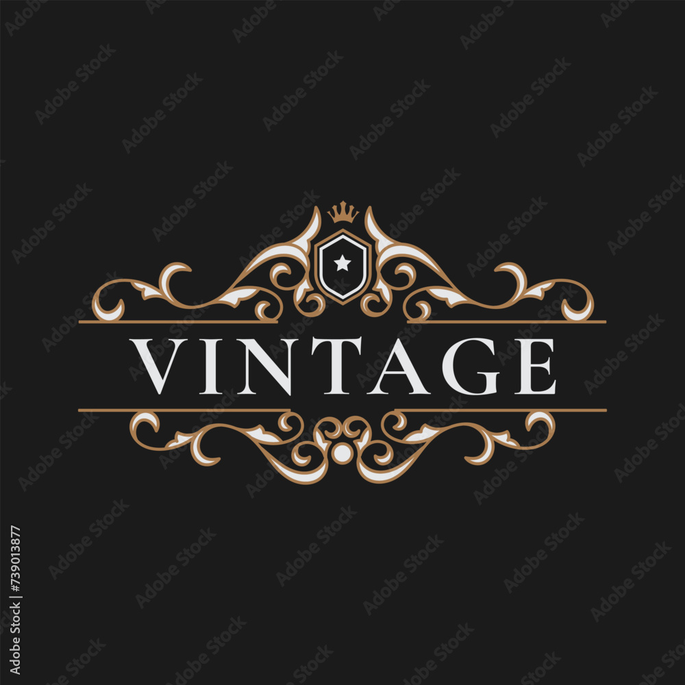 Vintage frame logo. Antique label. - Vector.