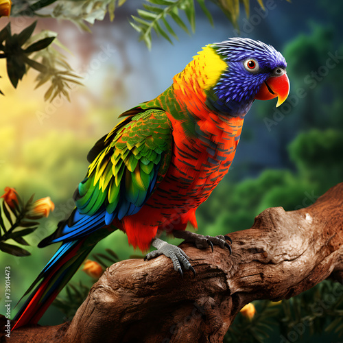 rainbow lorikeet parrot, Lorikeet also called lori for short are parrotlike birds in colorful plumage photo