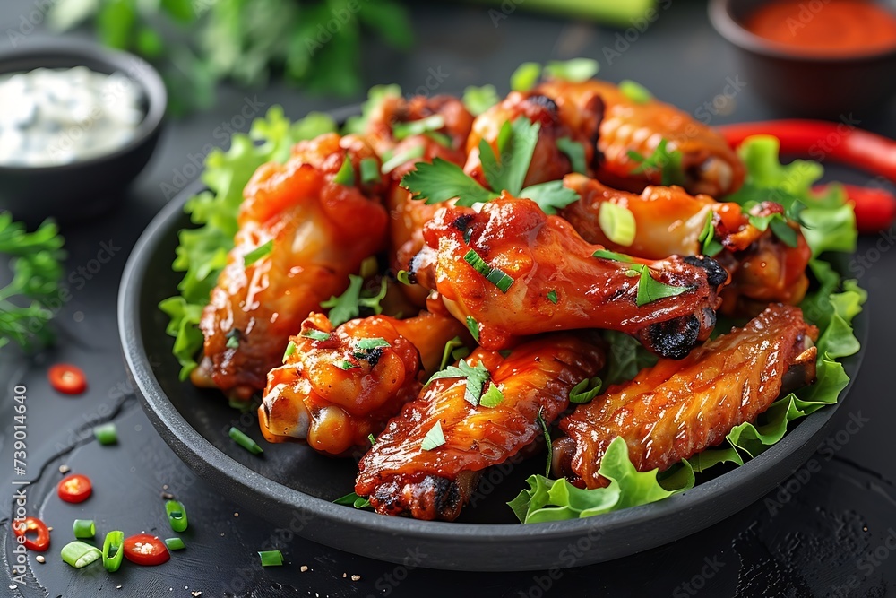 Generative AI : buffalo chicken wings with blue cheese dip Generative AI : buffalo chicken wings with blue cheese dip