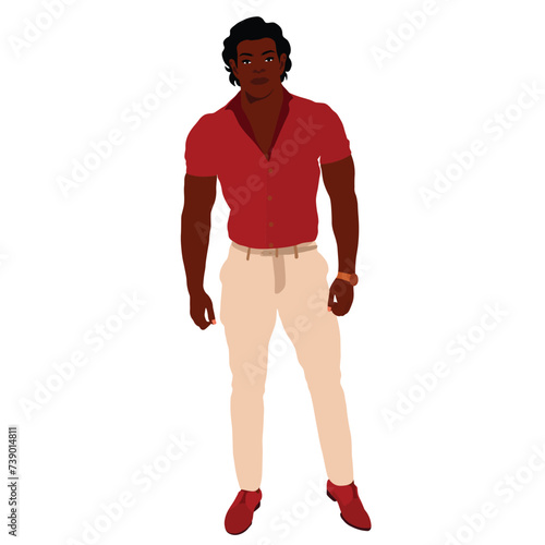 Handsome black man in elegant art style vector