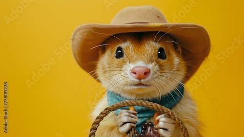 Canvastavla Cowboy Hat Wearing Rodeo Rat
