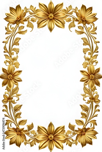Luxury Gold Flower Frame Border Illustration