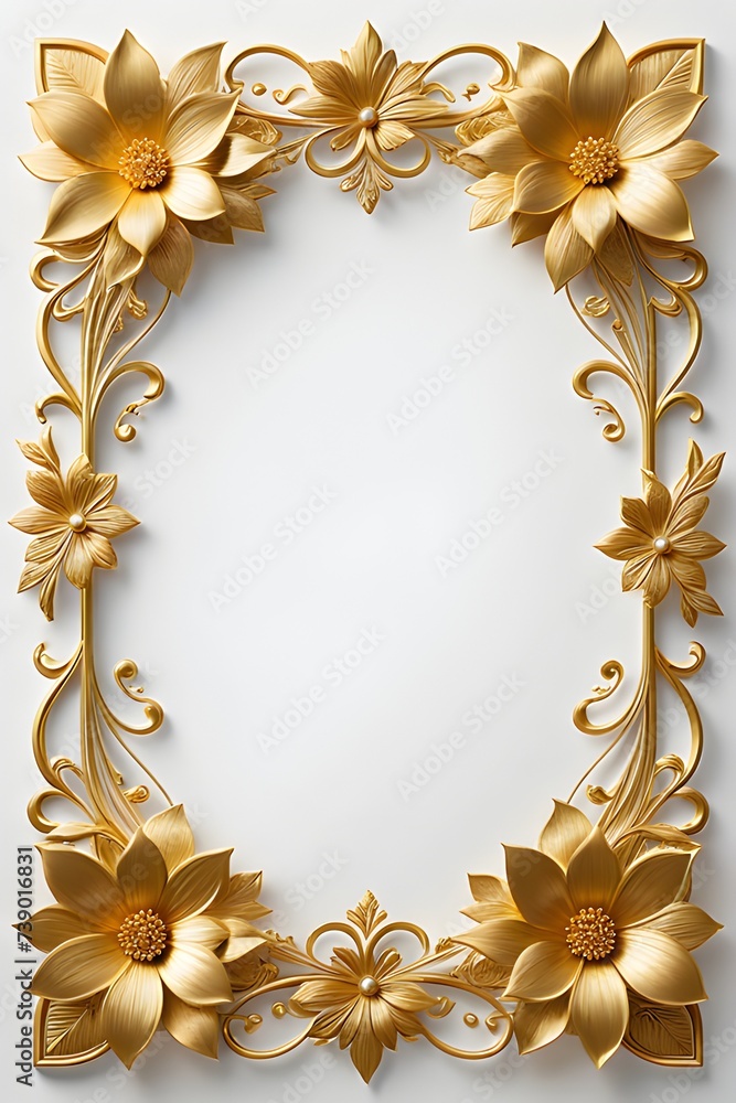 Luxury Gold Flower Frame Border Illustration Luxury Gold Flower Frame Border Illustration