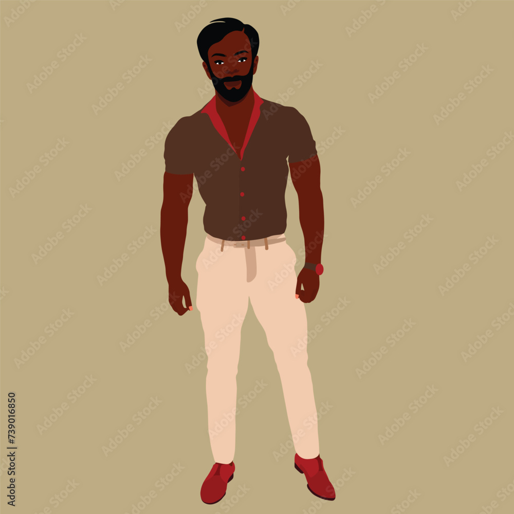 Modern fashionable black man in elegant art style vector