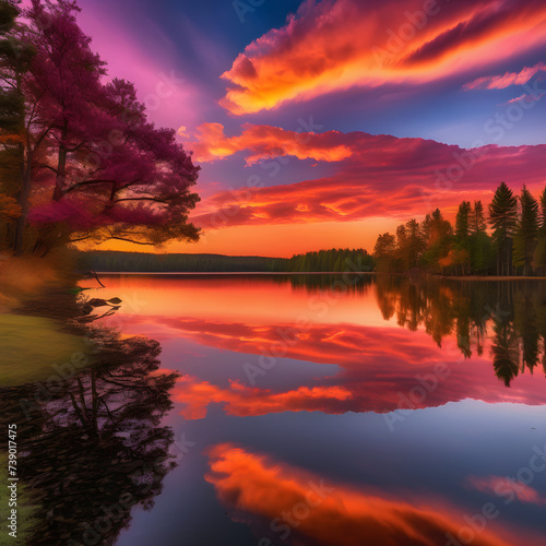 Tranquil Sunset Over a Serene Lake