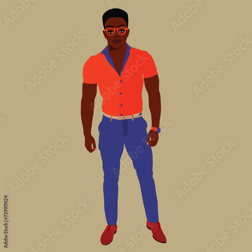 Afro black man in elegant art style vector